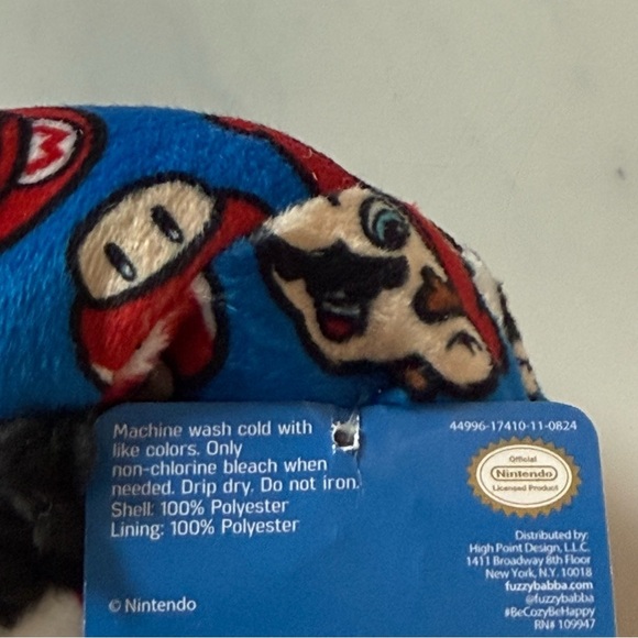 NWT Nintendo Super Mario Kids Fuzzy Babba Slipper Socks Blue, Black, size 8-13 - Picture 7 of 7